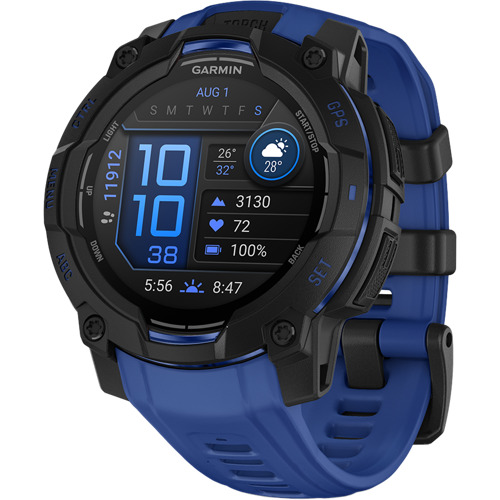 Garmin Instinct 3 45mm AMOLED träningsklocka, svart Bolt Blue