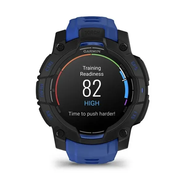 Garmin Instinct 3 45mm AMOLED tr&auml;ningsklocka, svart Bolt Blue