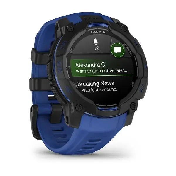 Garmin Instinct 3 45mm AMOLED tr&auml;ningsklocka, svart Bolt Blue