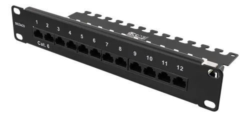 DELTACO 10-PATCH16 Patch panel, 12 ports, Cat6, UTP, black