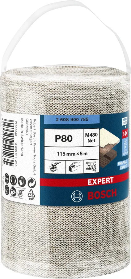 Bosch Expert M480 net sanding roll 115mm, K80, sanding sheet (5 meters)
