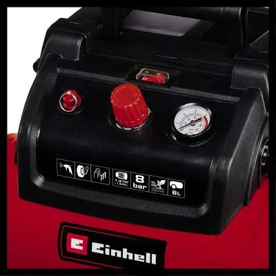 Einhell Compressor TC-AC 190/6/8 OF Set (red/black, 1,200 watts, tire inflator, compressed air hose)