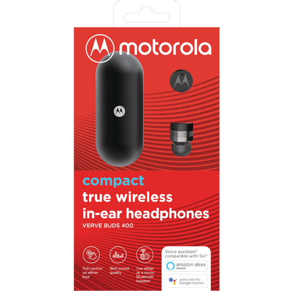 Motorola VerveBuds 400 TWS -langattomat nappikuulokkeet, Musta