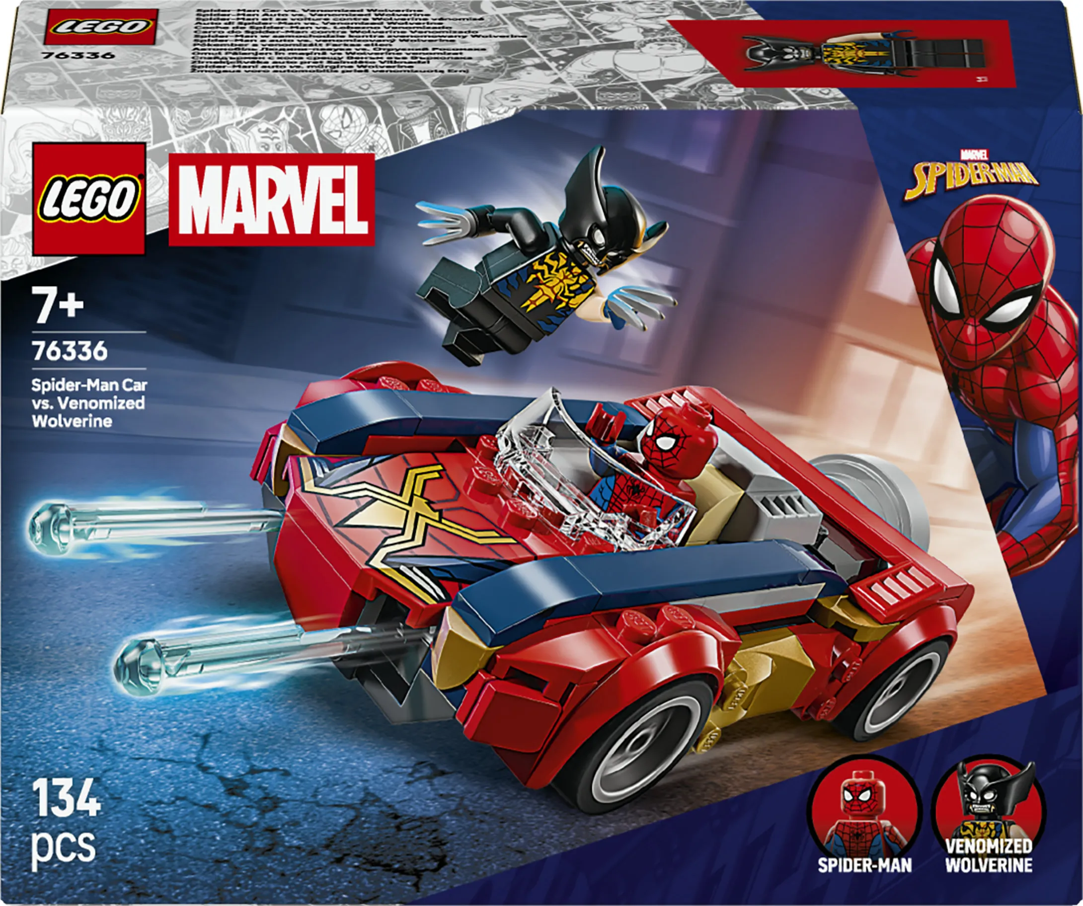 LEGO Marvel Spider-Manin auto vastaan Venomiksi muuttunut Wolverine 76336