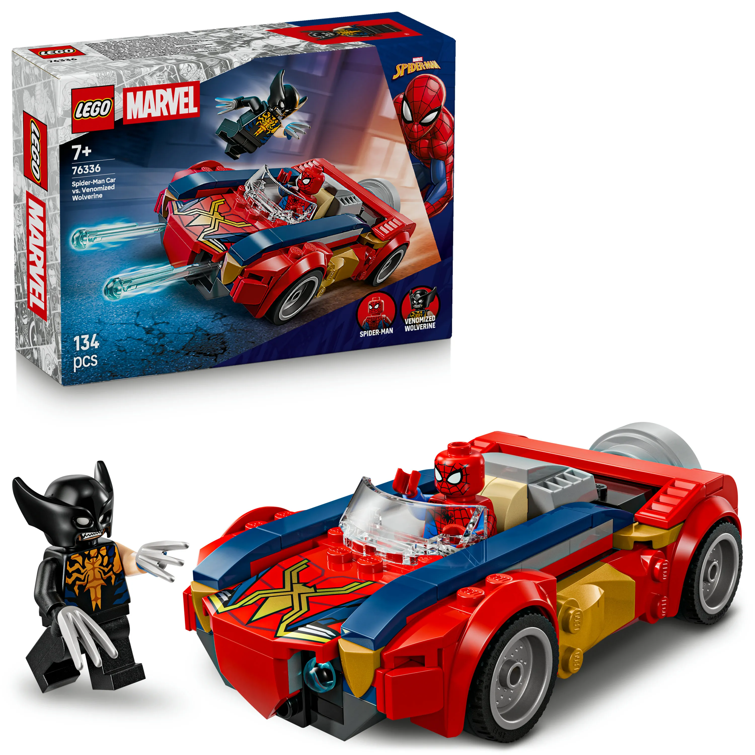 LEGO Marvel Spider-Manin auto vastaan Venomiksi muuttunut Wolverine 76336