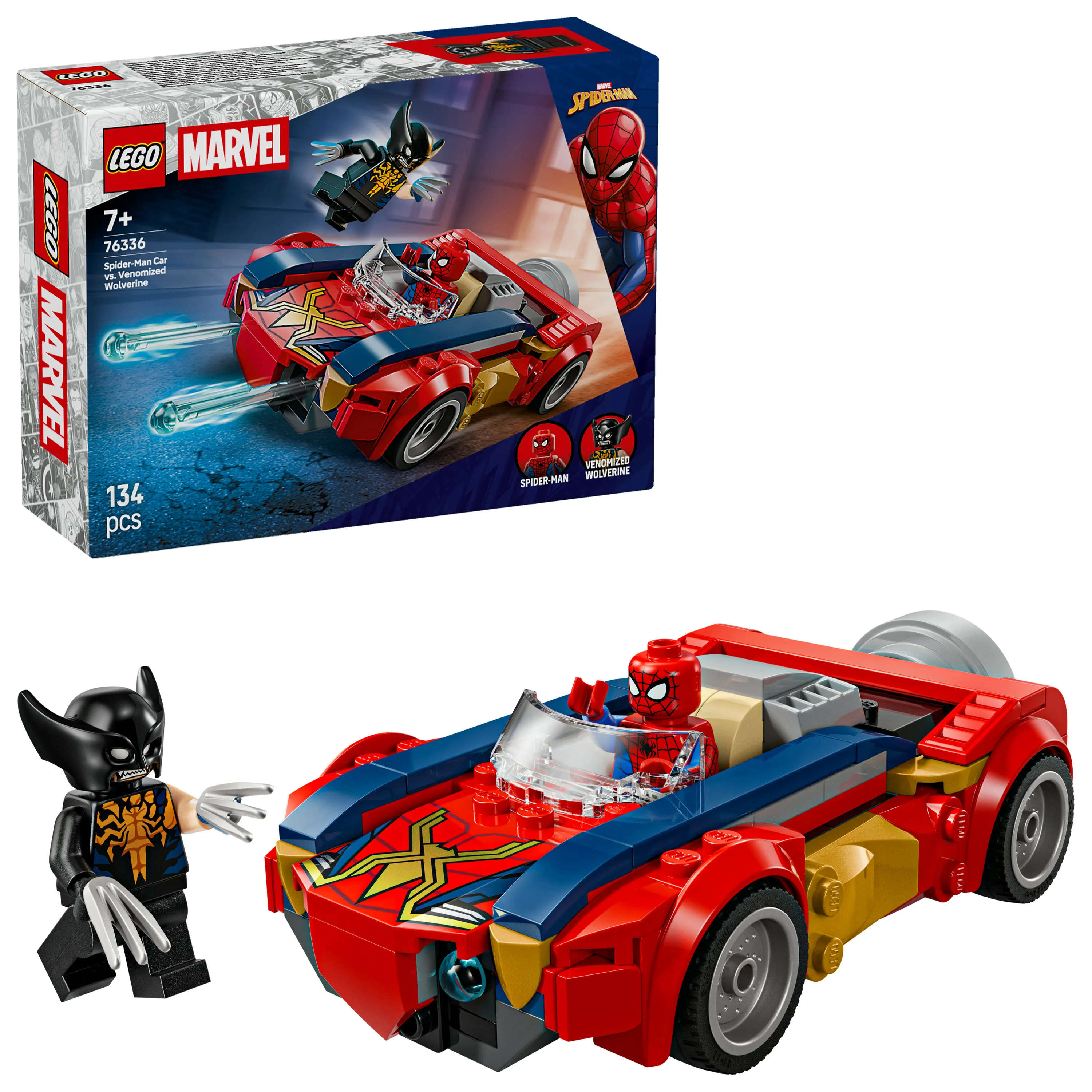 LEGO Marvel Spider-Manin auto vastaan Venomiksi muuttunut Wolverine 76336