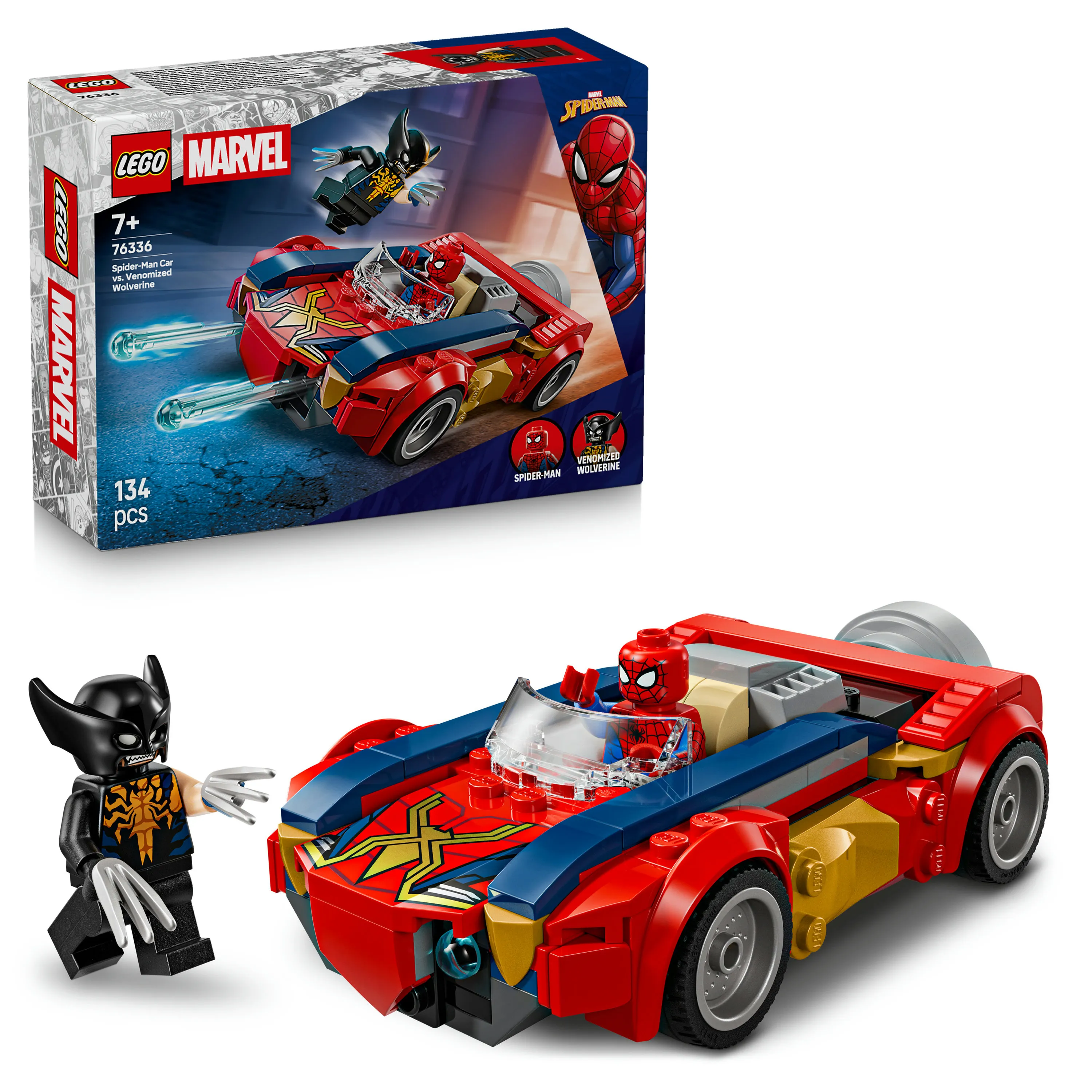 LEGO Marvel Spider-Manin auto vastaan Venomiksi muuttunut Wolverine 76336