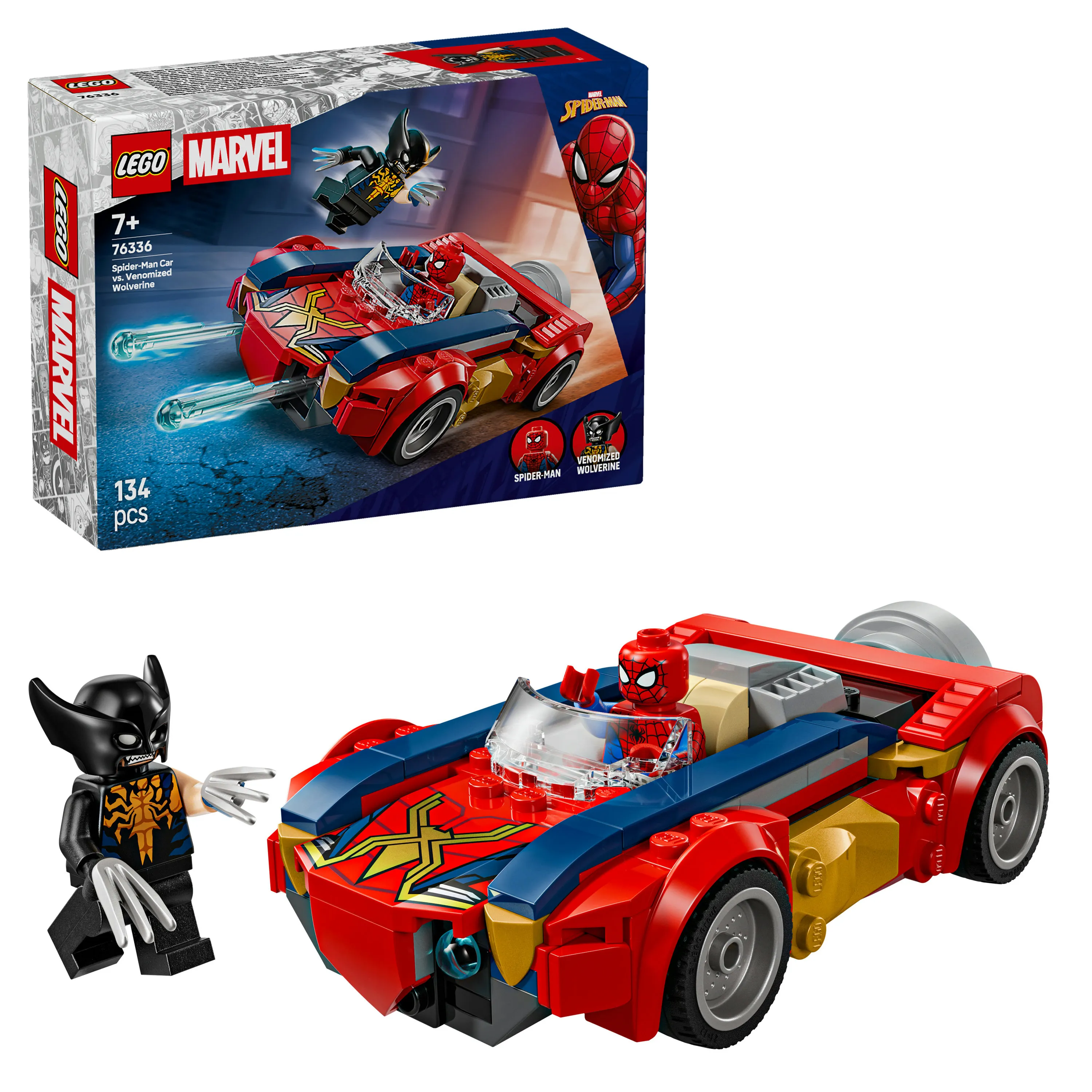 LEGO Marvel Spider-Manin auto vastaan Venomiksi muuttunut Wolverine 76336