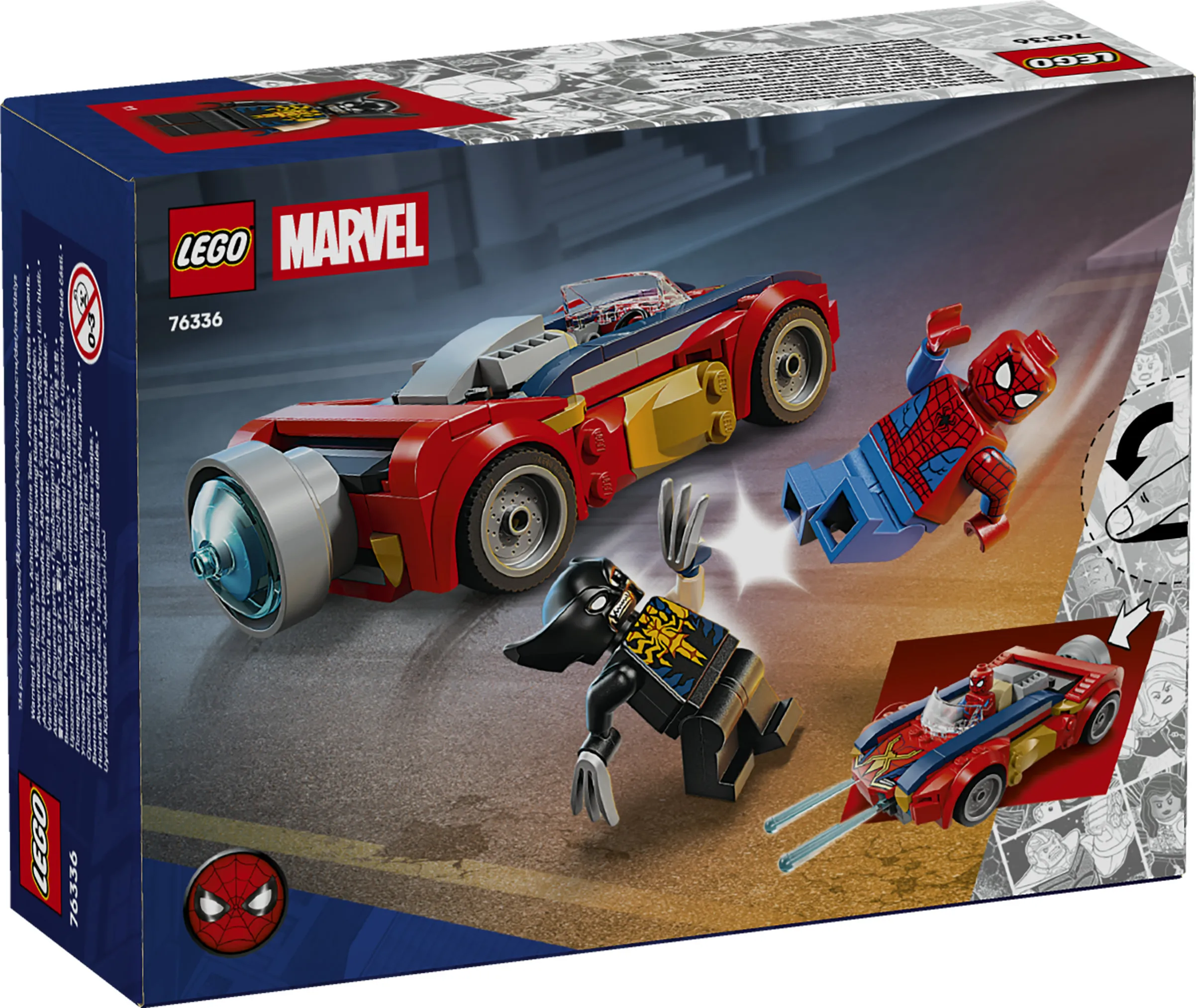 LEGO Marvel Spider-Manin auto vastaan Venomiksi muuttunut Wolverine 76336