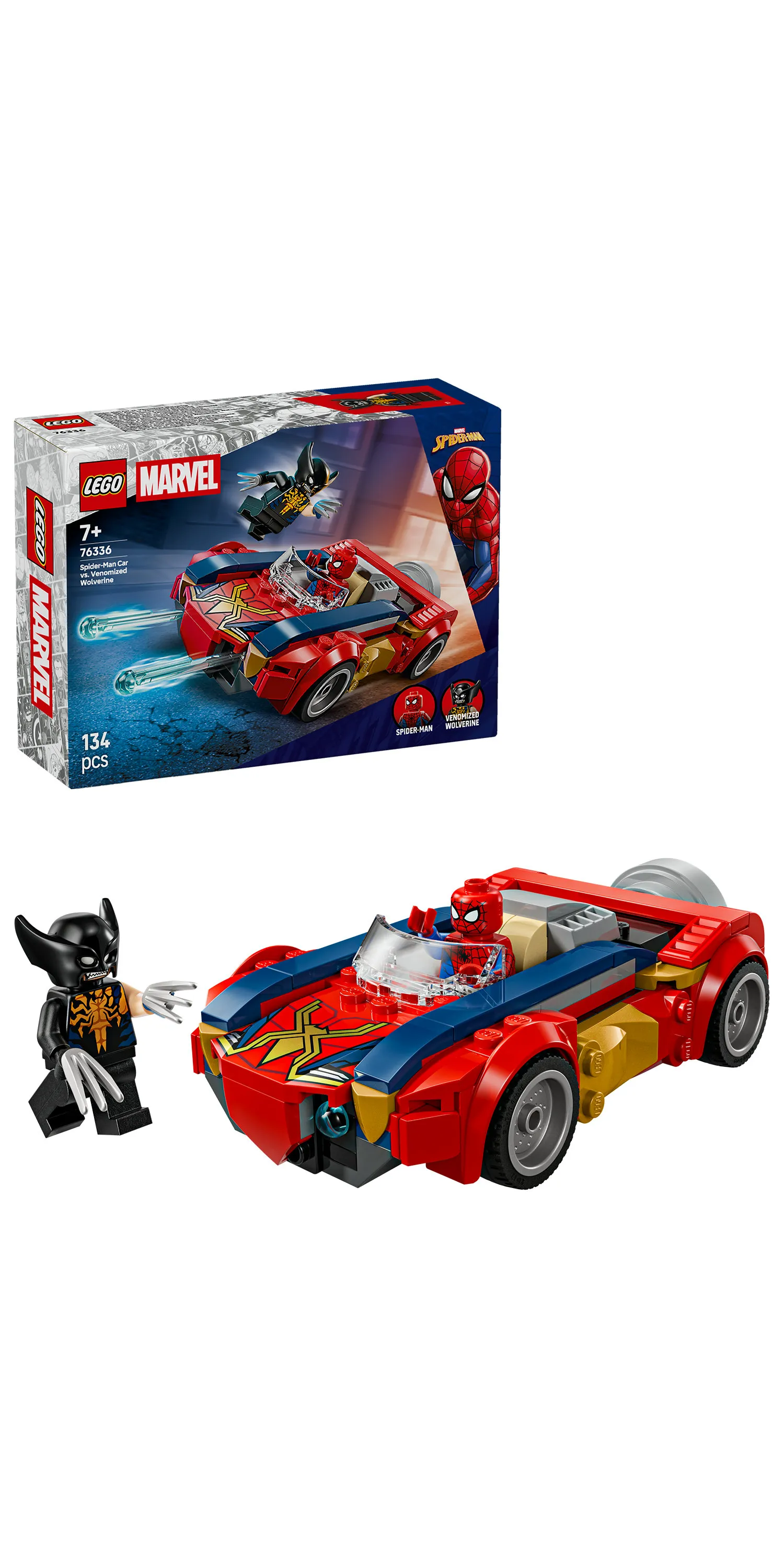 LEGO Marvel Spider-Manin auto vastaan Venomiksi muuttunut Wolverine 76336