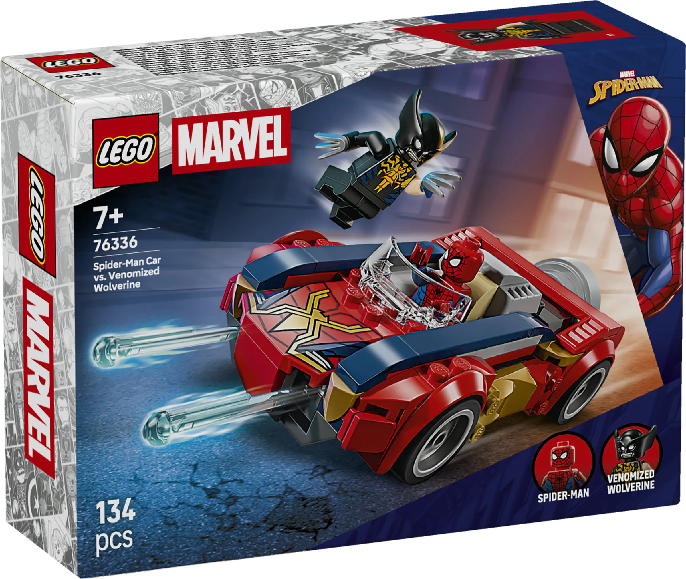 LEGO Marvel Spider-Manin auto vastaan Venomiksi muuttunut Wolverine 76336