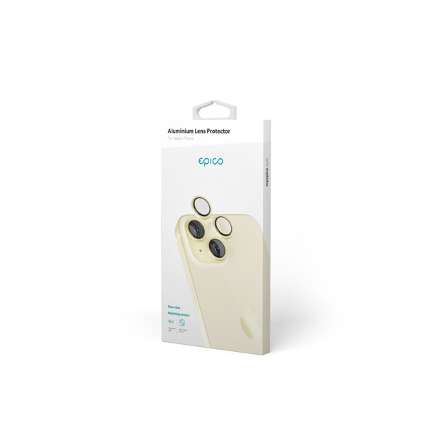 Epico Aluminium Lens, iPhone 15 / 15 Plus - Camera Lens Protector, Yellow