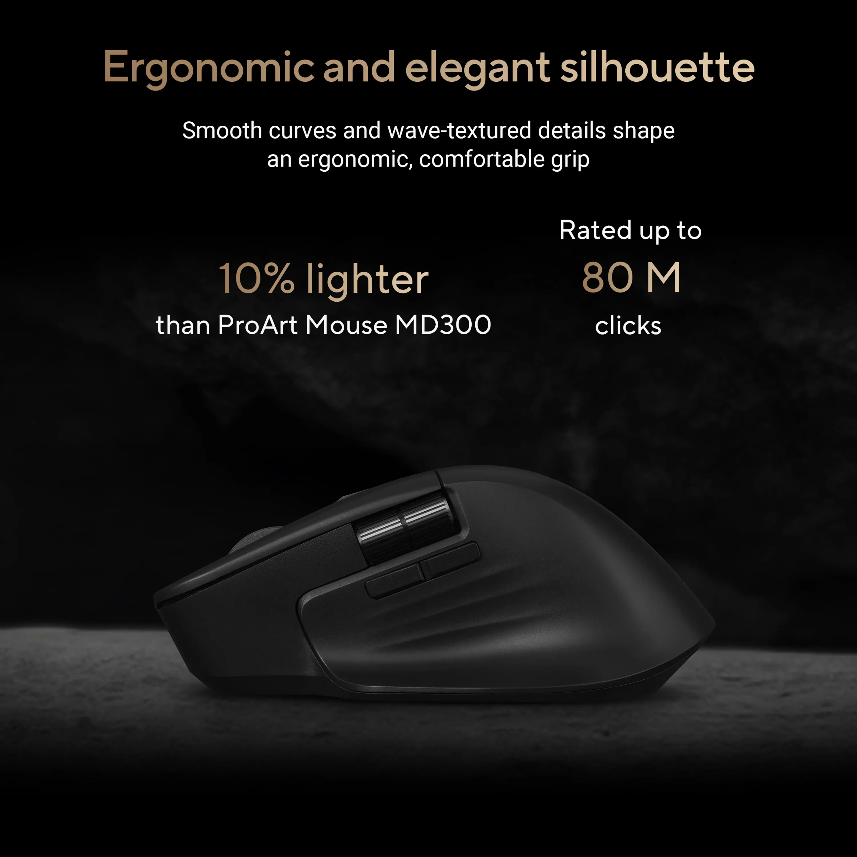 ASUS ProArt MD301 tr&aring;dl&ouml;s ergonomisk mus, svart