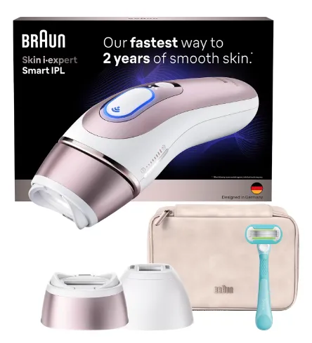 Braun IPL Skin i&middot;expert PL7211 -IPL-karvanpoistolaite, ruusukulta, valkoinen