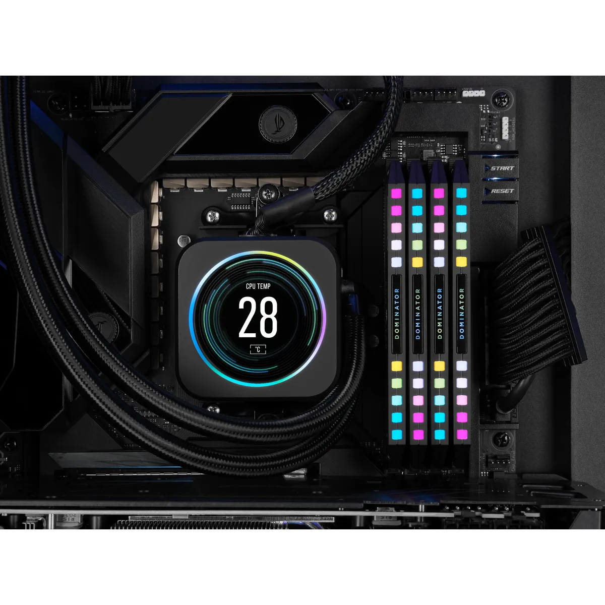 Corsair DOMINATOR PLATINUM RGB 64 Gt (4 x 16 Gt) DDR5 5600 MHz, CL36 -muisti, harmaa (EXPO/XMP)