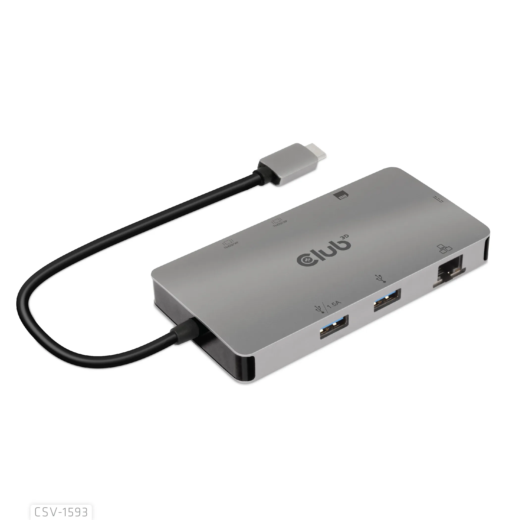 Club 3D 3.2 Gen1 USB-C 8-in-1 - hub, Gr&aring;
