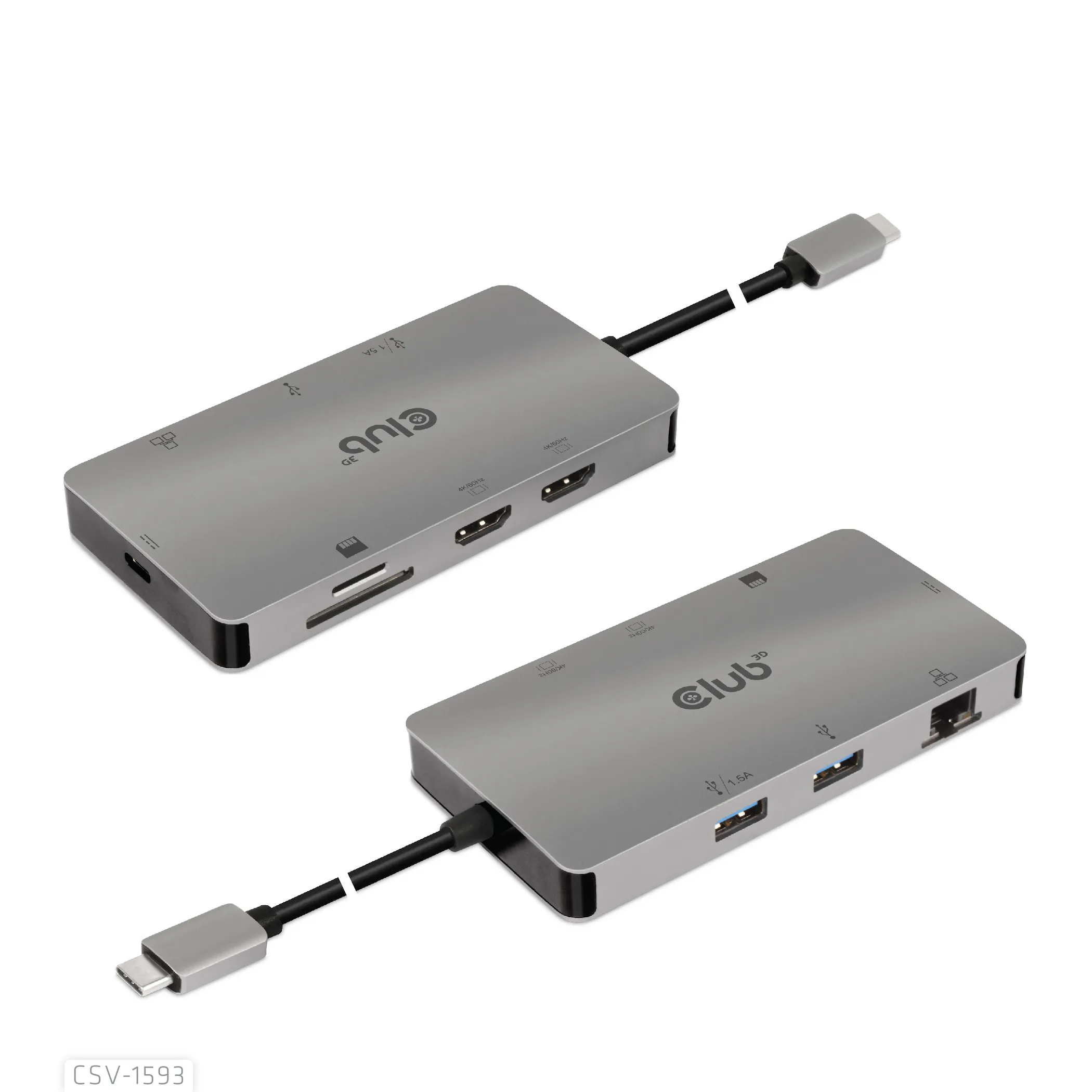 Club 3D 3.2 Gen1 USB-C 8-in-1 - hub, Gr&aring;