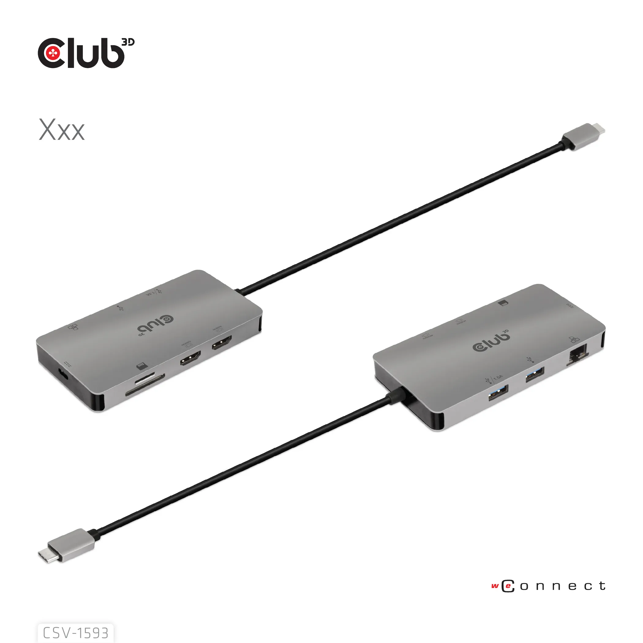 Club 3D 3.2 Gen1 USB-C 8-in-1 - hub, Gr&aring;