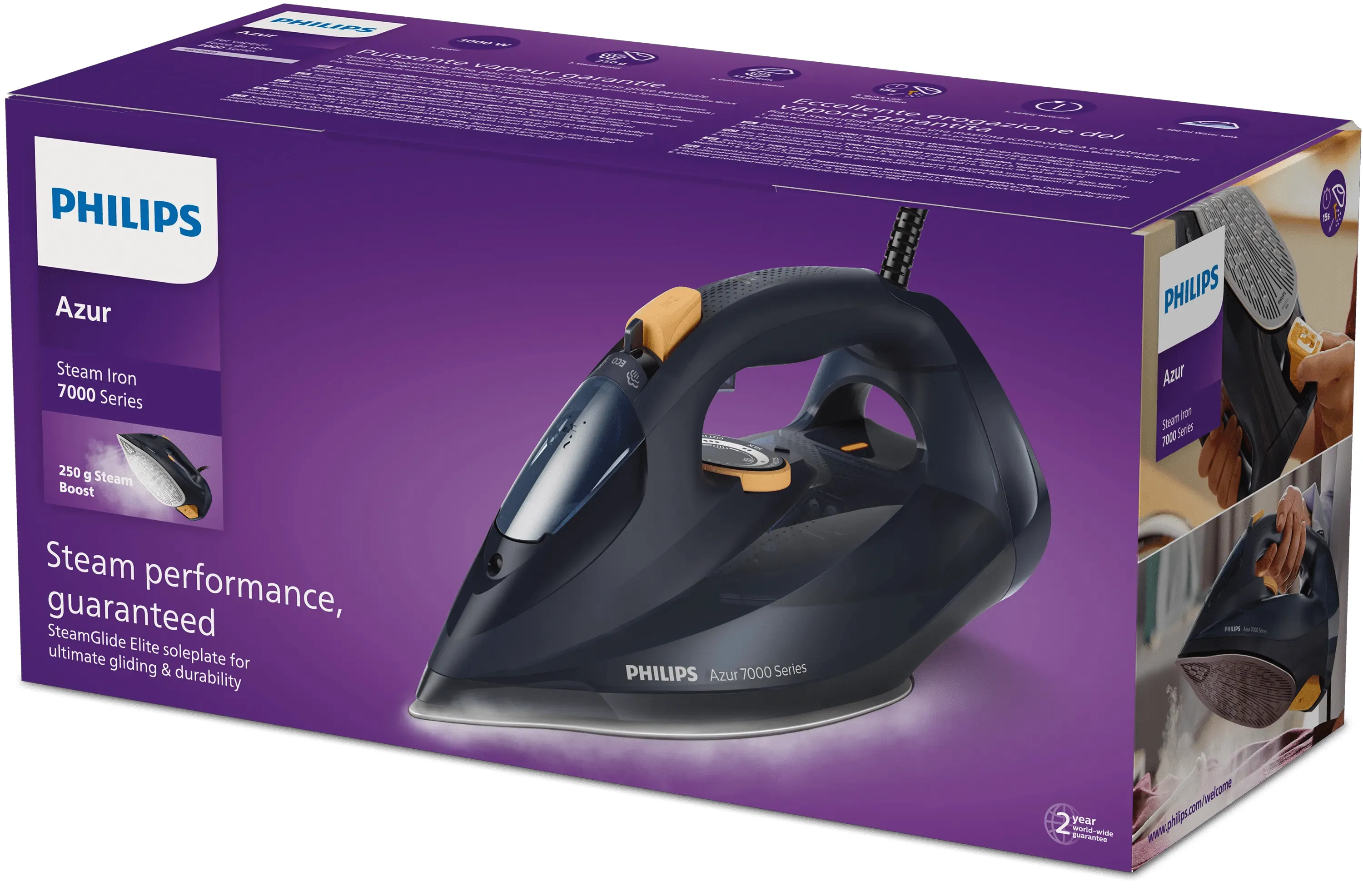 Philips DST7060/21 Steam Iron, 2400W, 0.3L, Blue/Yellow