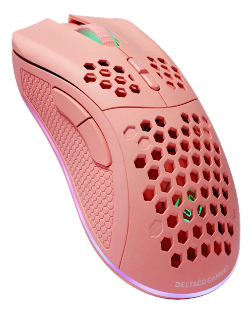 Deltaco Pink Line PM80 Lightweight RGB - trådlös spelmus, pink
