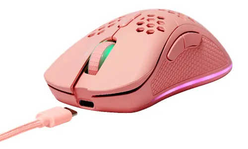 Deltaco Pink Line PM80 Lightweight RGB - trådlös spelmus, pink