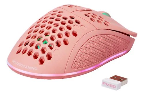 Deltaco Pink Line PM80 Lightweight RGB - trådlös spelmus, pink
