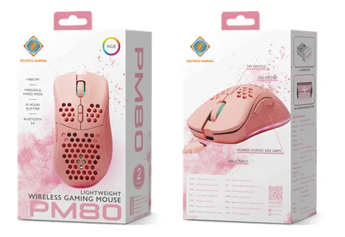 Deltaco Pink Line PM80 Lightweight RGB -langaton pelihiiri, pinkki