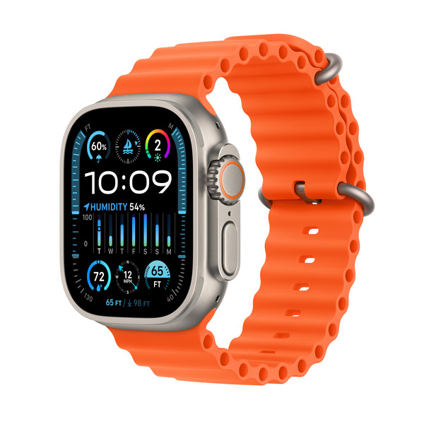 Apple Watch Ultra 2 GPS + Cellular, 49mm Titanium Case, Ocean Band, Orange