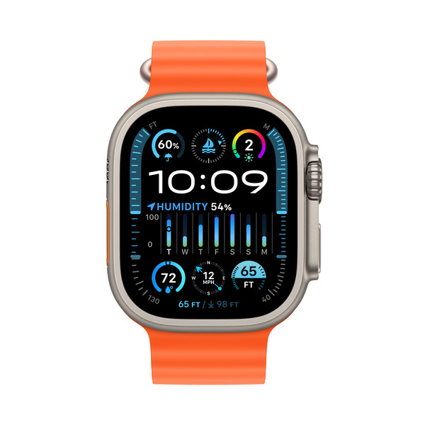 Apple Watch Ultra 2 GPS + Cellular, 49mm Titanium Case, Ocean Band, Orange