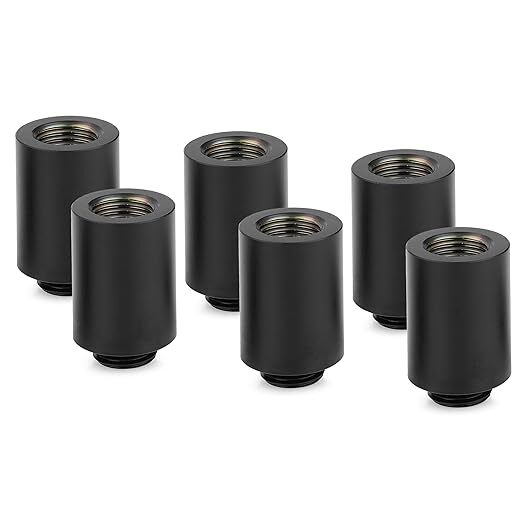 Thermal Grizzly DeltaMate Extender MF28, Extender Fitting, 28 mm, 6-pack, Matte Black