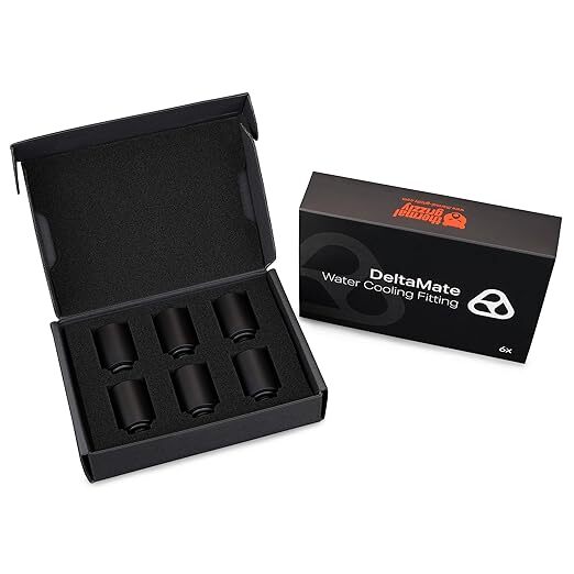 Thermal Grizzly DeltaMate Extender MF28, Extender Fitting, 28 mm, 6-pack, Matte Black