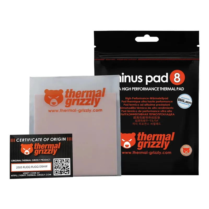 Thermal Grizzly Minus Pad 8 100x100mm 1.0mm 2 kpl -l&auml;mp&ouml;tyyny