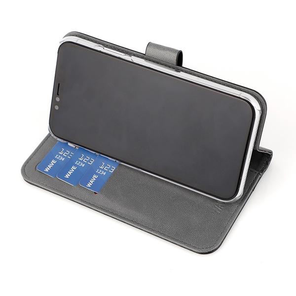 Wave Carbon Book Case, iPhone Xr - flipfodral, Svart