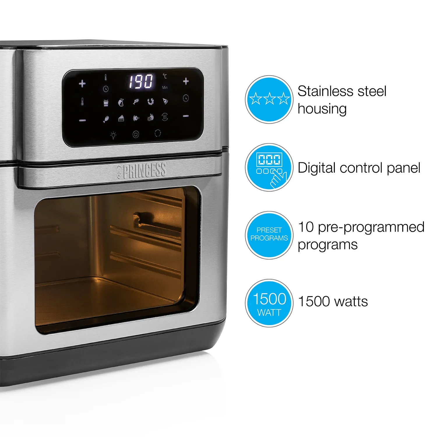 Princess 182065 Oven - airfryer, black/silver, 10l
