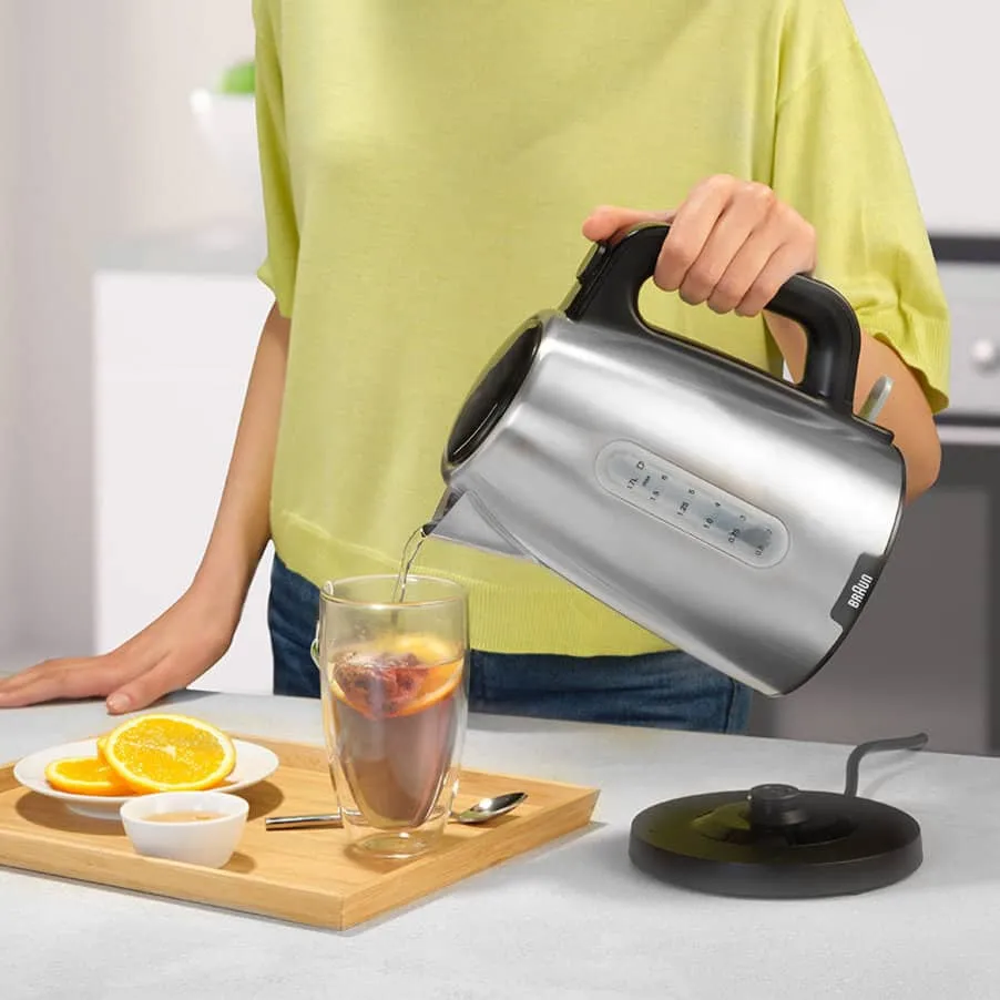 Braun PurShine WK1500BK vattenkokare, 1,7 l, 2200 W, svart/rostfritt st&aring;l