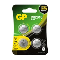 GP Lithium Cell Battery CR2016, 3V, Safety Seal, 4-pack
