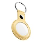 KeyBudz Leather Keyring, AirTag - keychain, Pastel Yellow (2pcs)