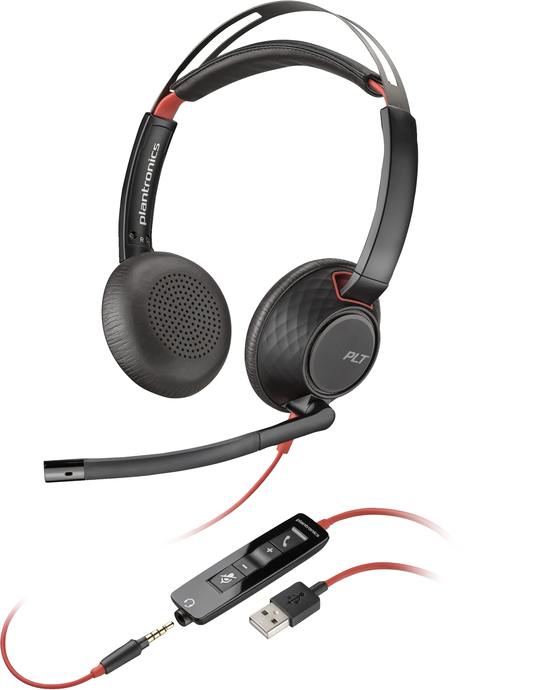 Poly Blackwire C5220 - headphones, Black, Red