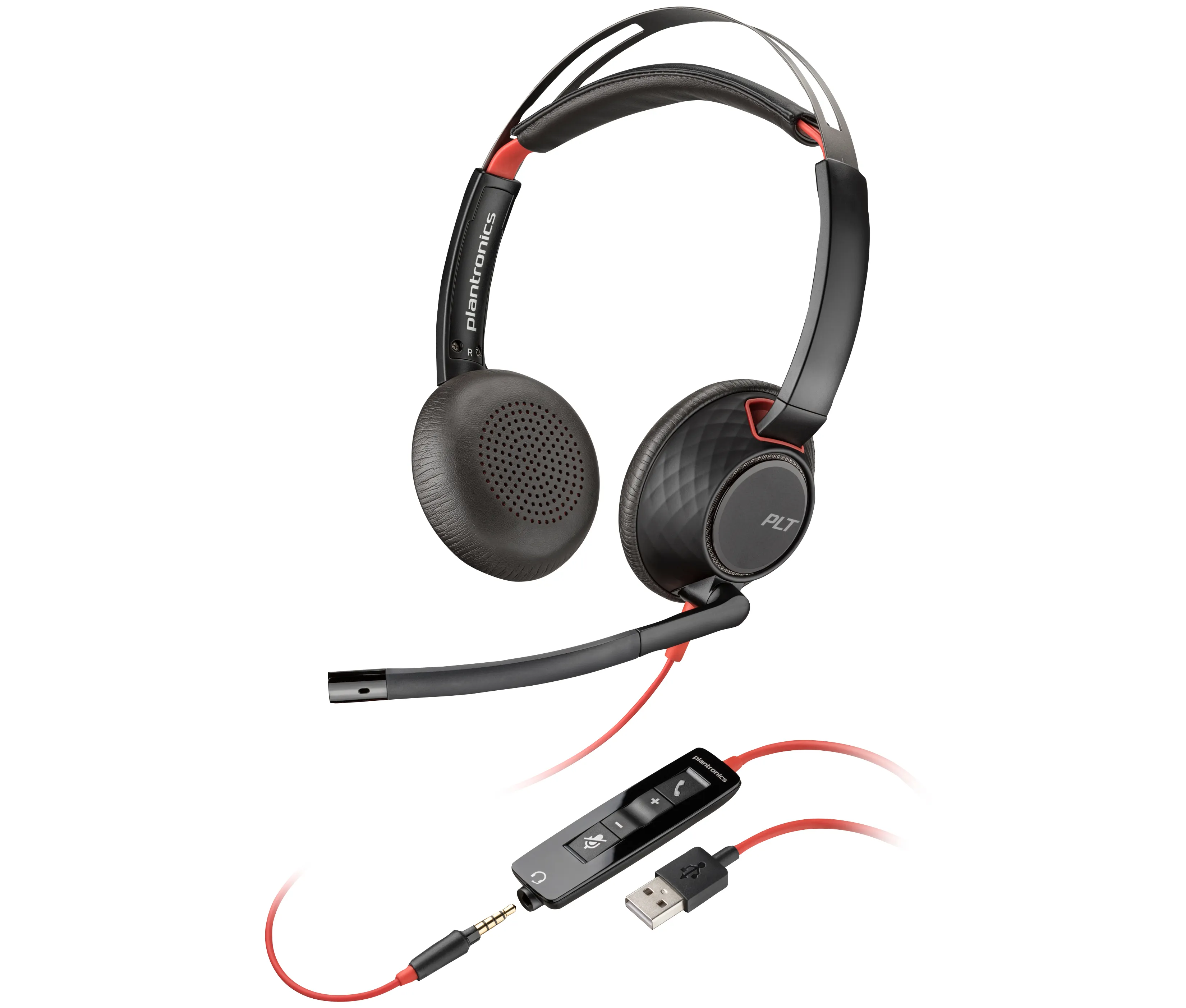 Poly Blackwire C5220 - headphones, Black, Red