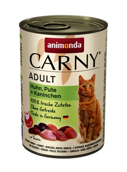 Animonda Carny Adult Chicken, Turkey & Rabbit, V&aring;tfoder f&ouml;r katt, 400 g