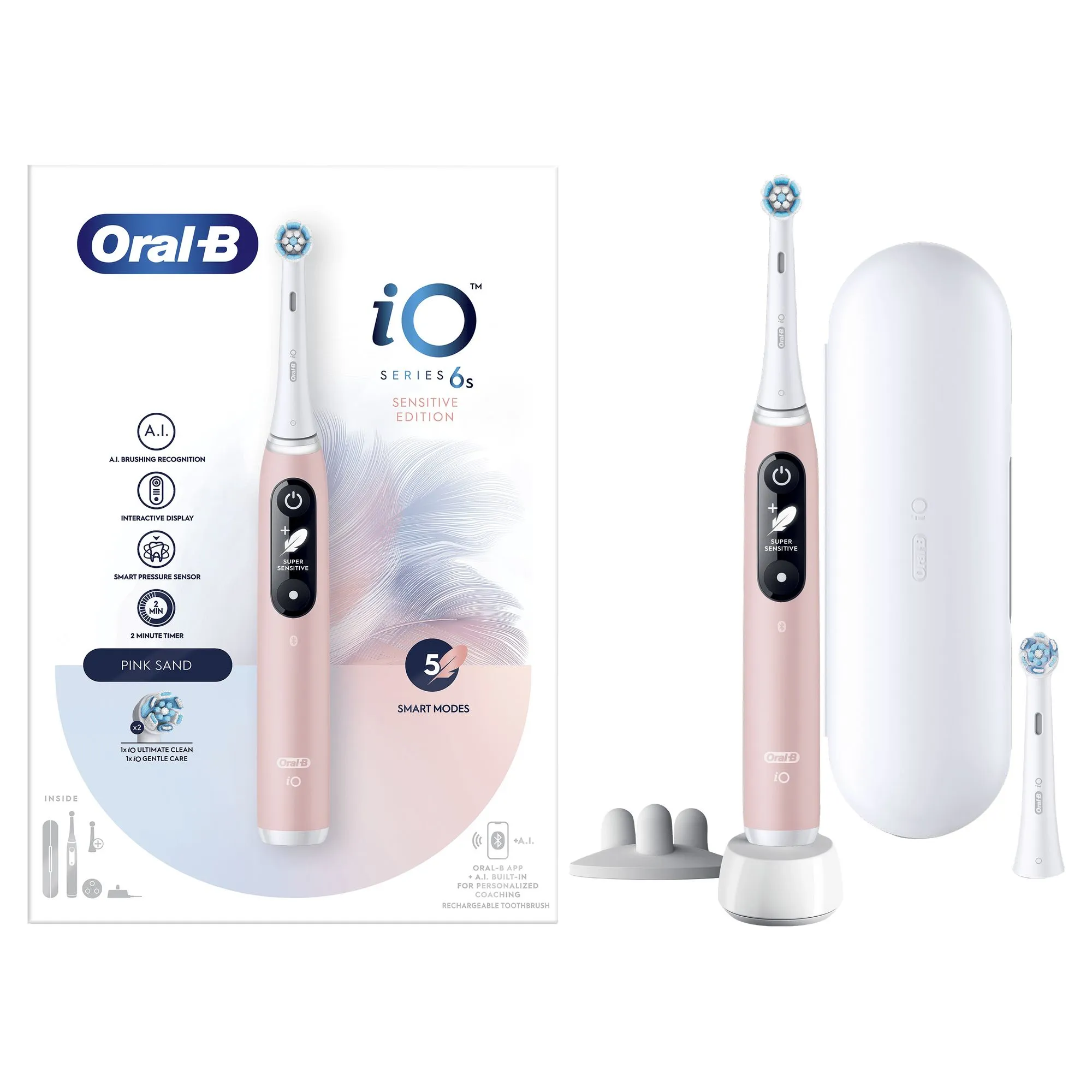 Oral-B iO Series 6 Electric Toothbrush, Pink Sand