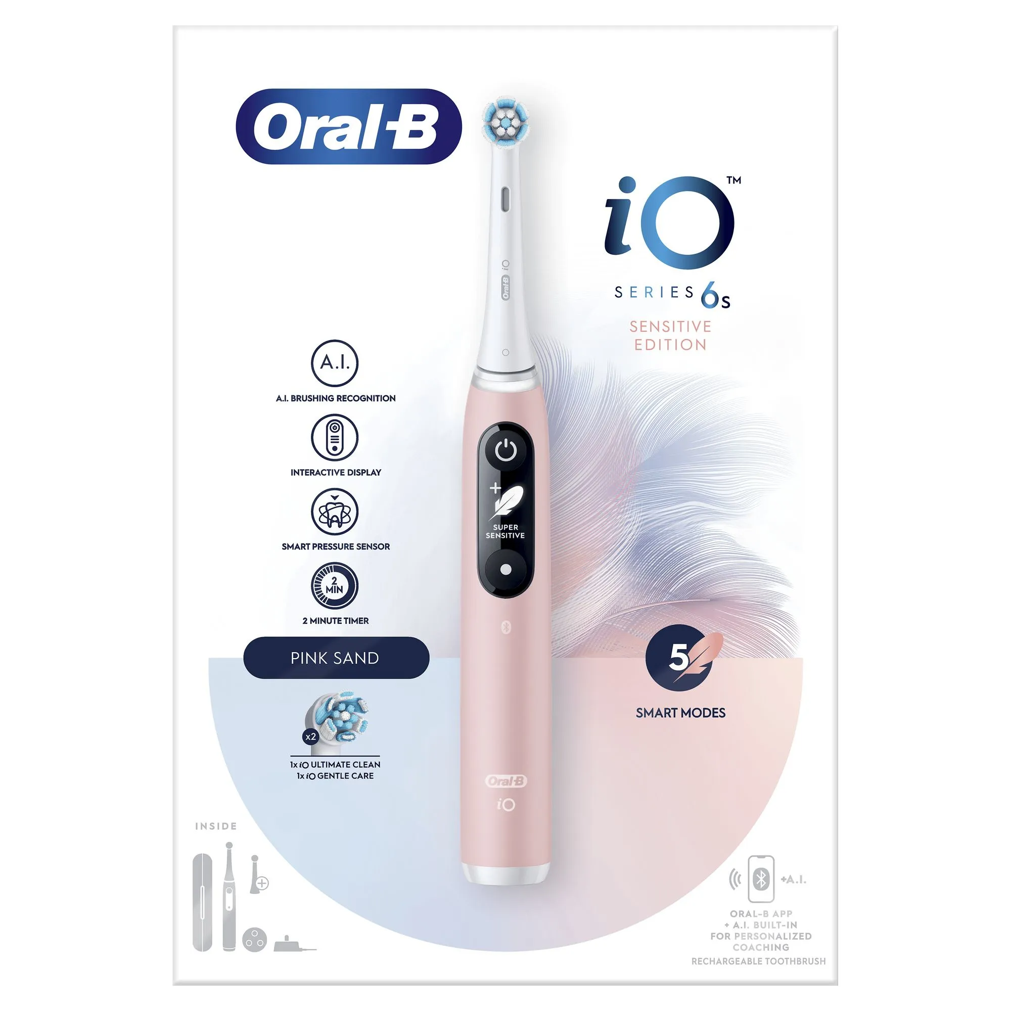 Oral-B iO Series 6 Electric Toothbrush, Pink Sand