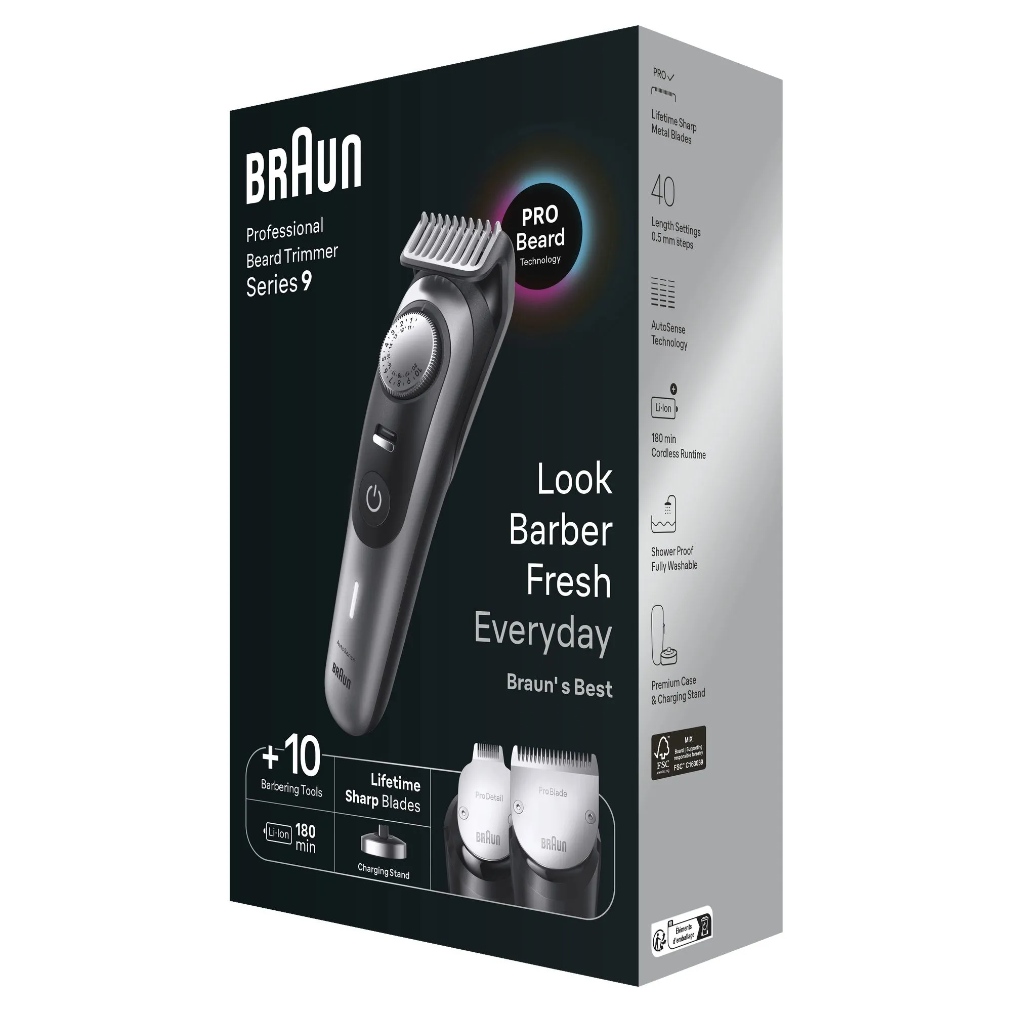 Braun Professional BeardTrimmer 9 BT9420 -partatrimmeri, Musta