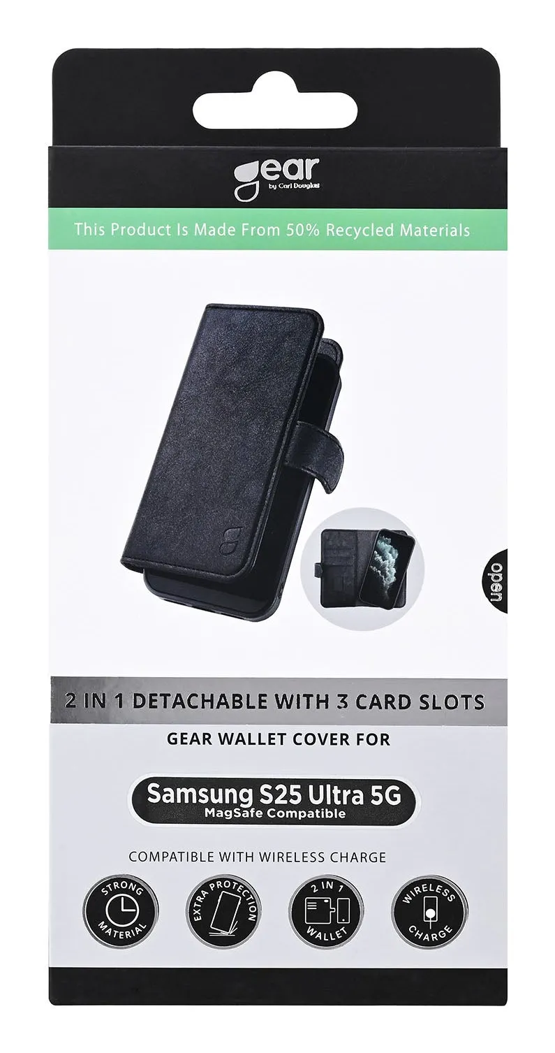 GEAR Samsung Galaxy S25 Ultra - 2-in-1 lompakkokotelo, musta