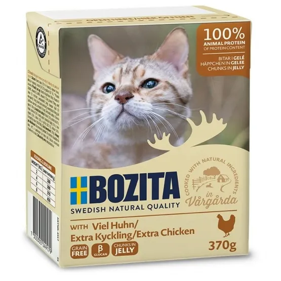Bozita Extra Chicken in Jelly, V&aring;tfoder f&ouml;r katt, Adult, 6 x 370 g