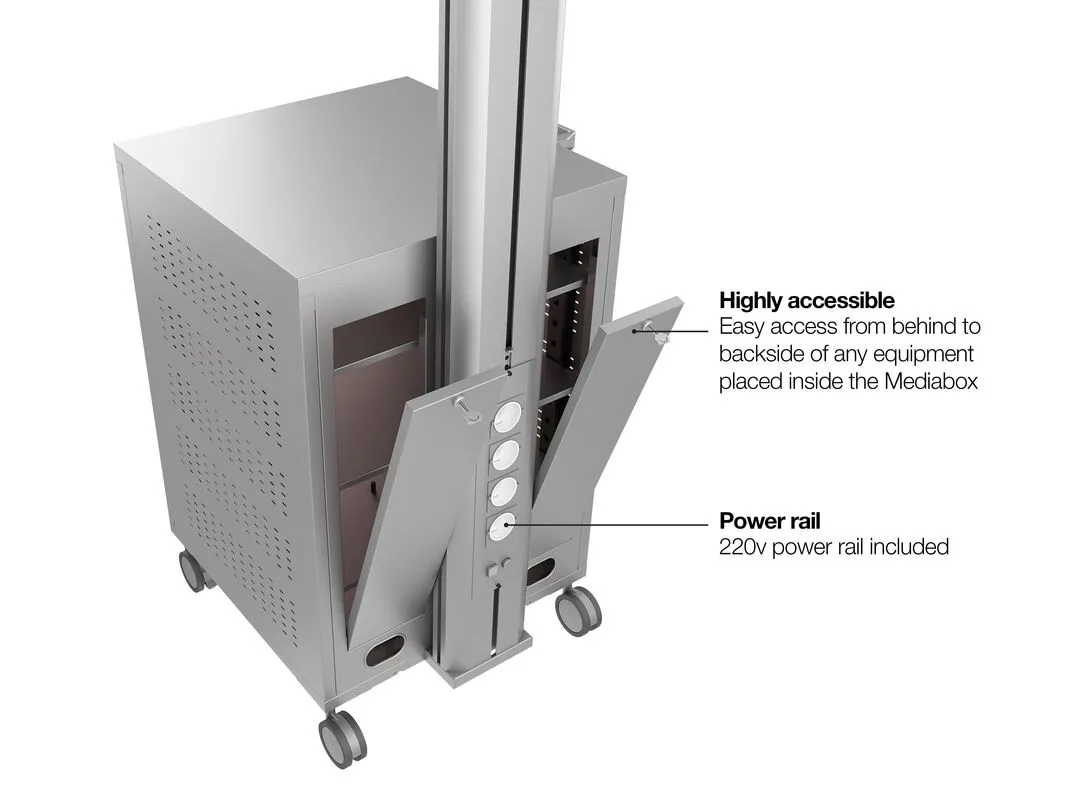 Multibrackets M Public Display Stand 180 Single MediaBox4 - Teline tuotteelle LCD nestekiden&auml;ytt&ouml; / plasma TV - alumiini - hopea -n&auml;yt&ouml;n koko: 40&quot;-55&quot; -kiinnity