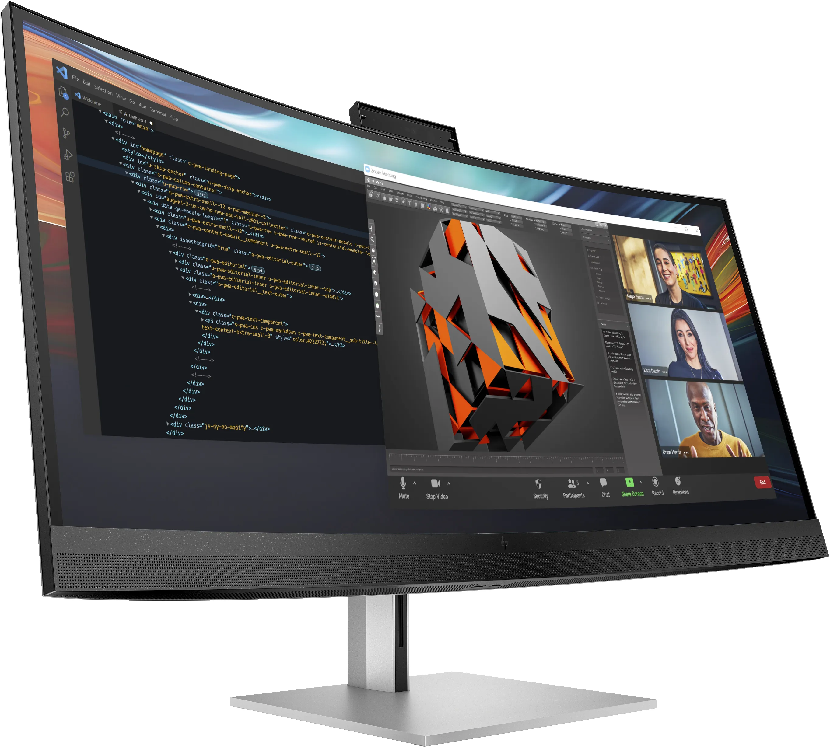 HP Series 7 Pro 39.7" 5K2K, IPS -kaareva n&auml;ytt&ouml;, USB-C hub