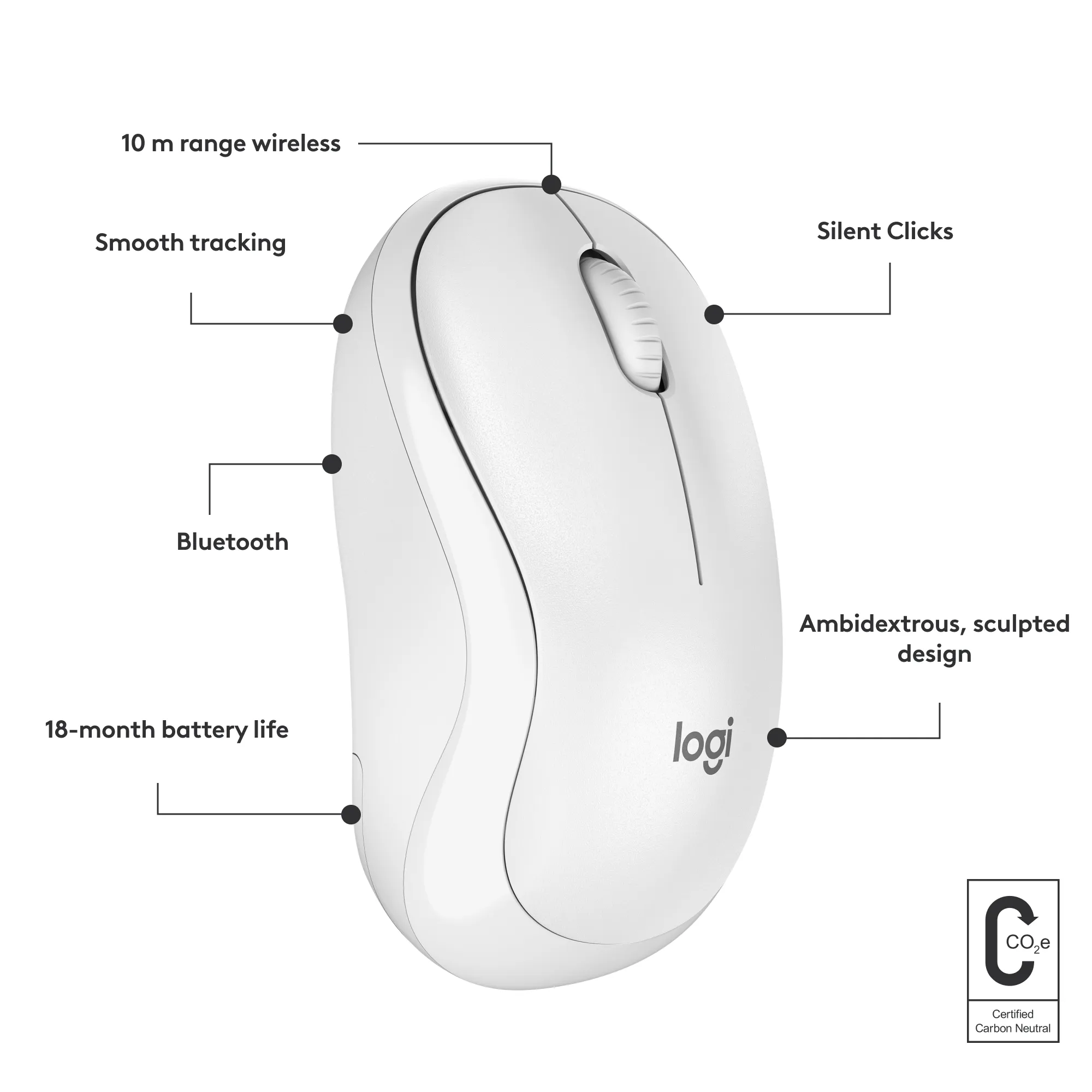 Logitech M240 - tr&aring;dl&ouml;s mus, Vit