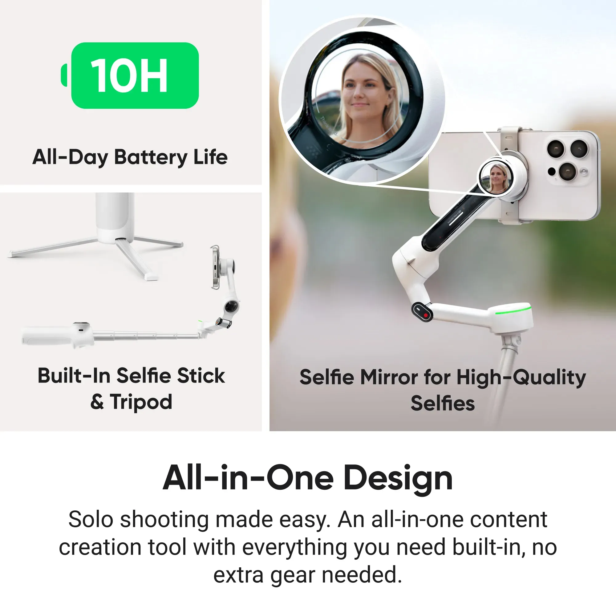 Insta360 Flow 2 Pro Standard Bundle - smartphone gimbal, Summit White