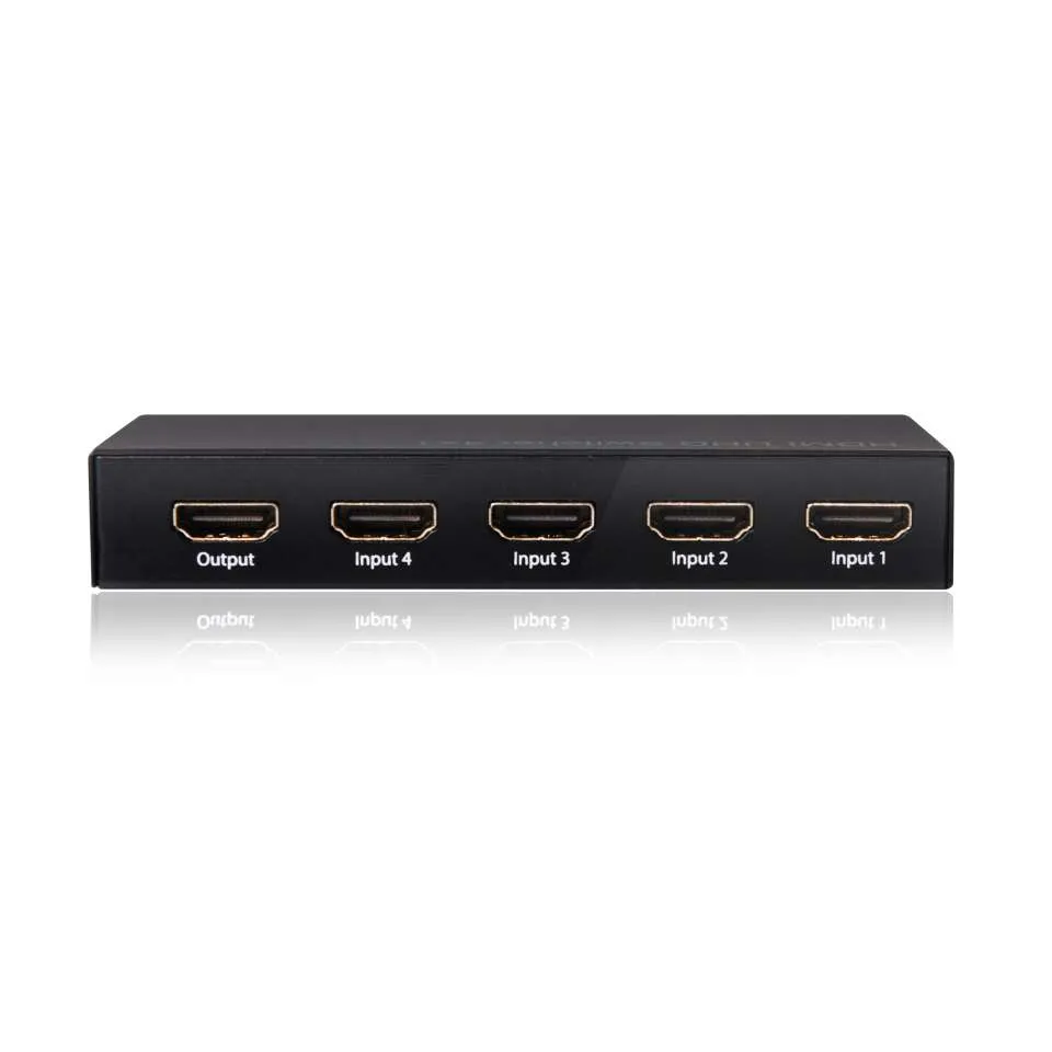 Club 3D HDMI-kytkin, 4 tuloa - 1 l&auml;ht&ouml;, HDMI 2.0, kaukos&auml;&auml;din, Musta